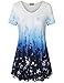 Lotusmile Summer Shirts for Women Loose, Short Sleeve Tops V Neck A Line Floral Printed Tunic Blouse L Dark Blue
