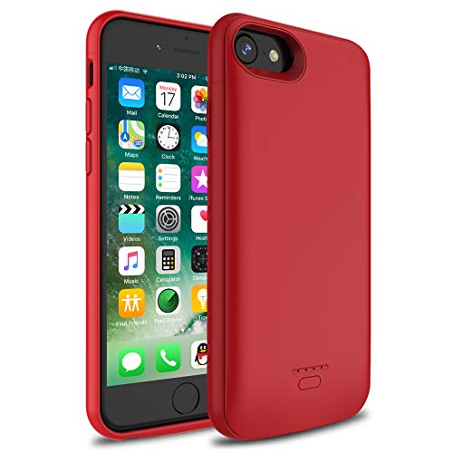iPhone 6/6S/7/8 Battery Case, Wavypo 4000mAh Ultra Slim Extended Rechargeable Charger Case Portable Power Bank External Battery Pack Protective Charging Case for iPhone 8, 7, 6S, 6 (4.7inch)-Red