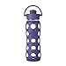 Lifefactory 22-Ounce BPA-Free Glass Water Bottle with Flip Cap and Protective Silicone Sleeve, Purple