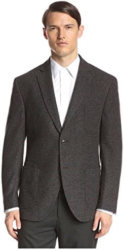 JKT NEW YORK Men's Checked Sport Coat, Grey, 40 US