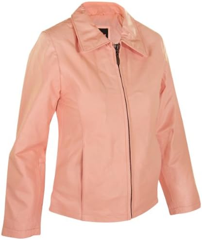 USA Leather Womens Pink Short Zipper Leather Jacket - X-Large