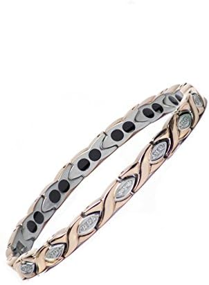 Ladies Pure Titanium Magnetic Therapy Bracelet with Crystals Very Lightweight/Strong Relief of HOT FLUSHES, Menopause,Joint Muscle Pain. Includes Free Link Adjustment Tool with 5 Spare Pins