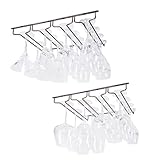 Wallniture Under Cabinet Stemware Rack - Wine Glass Storage Holder 17 Inch Set of 2 (Oil Rubbed)