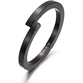 CIUNOFOR Bracelet bangle Large size for Men Polished Finish Cuff Black White Bangle Stainless Steel Metal Bracelet with Simple Twisted Line Design Jewelry Gifts for Women (Black, Large)