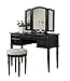 BOBKONA F4072 St. Croix Collection Vanity Set with Stool, Black
