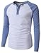 H2H Men's Slim Fit Raglan Baseball Jersey Knit T-Shirt with Colorblocked Sleeve and Front Placket Combos Blue US S/Asia M (CMTTL077)