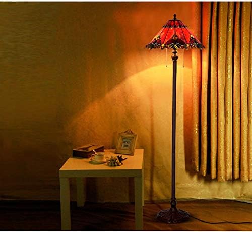 GAOYUN Tiffany style Floor light handmade decorative standard lamp European minimalist living room floor lamp 17 inch Floor Lamps (Color : Red)