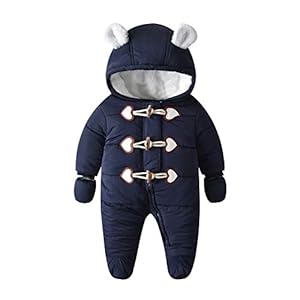 Yuwao Baby Snowsuit Winter Romper Warm Overall Katoen Jumpsuit Lange Mouw Met Handschoenen Hooded Pramsuit Rompertjes…