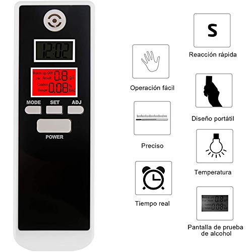 bedee Probador de Alcohol en Aliento Profesional de Alta precisión - Alcoholímetro portátil Detector de Alcohol Digital
