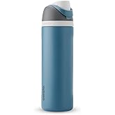 Owala FreeSip Insulated Stainless Steel Water Bottle with Straw for Sports and Travel, BPA-Free, 24-oz, Grey/Blue (Blue Oasis