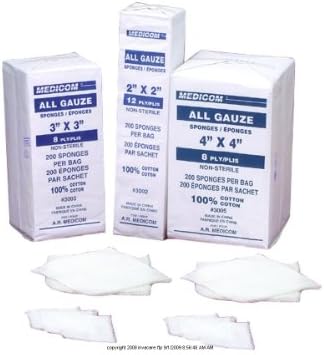 AMD-Ritmed Premium Gauze Sponges, Gze Pad 3X3 8Ply Nstrl -Sp, (1 CASE, 4000 EACH)