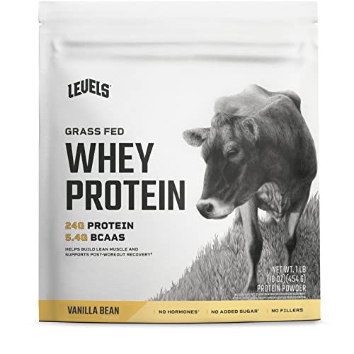 Levels Grass Fed 100 Whey Protein, No Hormones, Vanilla Bean, 1LB
