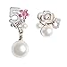 Fashion Jewelry Designer Imitation Pearl Camellia Floral Dangle Drop Earrings for Women