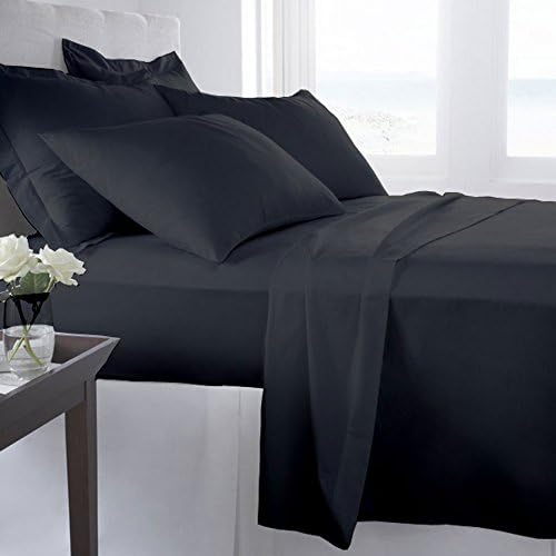 #1 Bed Sheet Set on Amazon! 1800 Thread Count Luxury Hotel Quality Bed Sheets Super Silky Soft Brushed Micro Fiber Wrinkle Free, Fade, Stain Resistant - Hypoallergenic - Deep Pockets Platinum Quality 4 Piece Sheet Sets. Top Quality Luxury Fitted &amp; Flat Sheets, Pillowcases Available in Many Colors and Sizes. (Black, Queen)