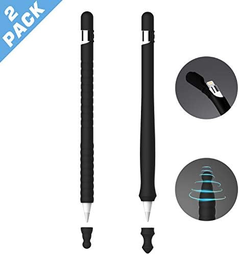 WZHENH Compatible Apple Pencil Case Sleeve, Silicone Drop Proof Skin Cover for Ipad Pencil, Compatible Apple Pen Accessories, 2 Full Body Protective Grip & 2 Nib Cover