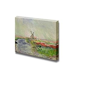 Tulip Field in Holland by Claude Monet - Canvas Print Wall Art Famous Painting Reproduction - 12" x 18"