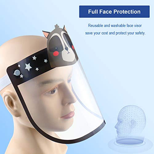 Adofect 8 PCS Kids Face Visor Cover, Reusable Full Clear Face Visor Mask with Elastic Band & Sponge (8 PCS For Boy) - Image 5