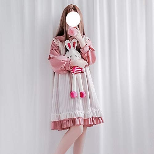 Amazon Co Jp ワンピース メイド服 アリスエプロン チックシリーズ 2点セット 森ガール 長袖メルヘン Ql003 Pink L ファッション