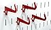 Wall Control 3-1/2in Reach Curved Tip Slotted Hook Pack - Slotted Metal Pegboard Hooks Pegboard and Slotted Tool Board - Red