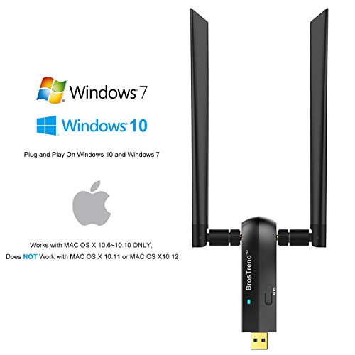 BrosTrend-1200Mbps-Long-Range-USB-WiFi-Adapter-Dual-Band-5GHz-Wireless-Network-Speed-867Mbps-24GHz-300Mbps-2-X-5dBi-WiFi-Antennas-USB-30-Supports-Windows-1087XP-Linux-Mint-Ubuntu-Raspbian
