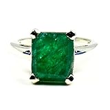 55Carat Genuine Indian Emerald Silver Ring for