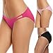 Ekouaer Bikini Panty Womens Seam Free String Microfiber Briefs 3 Pack Assorted Colors,3 Pack-black/Pink/Rose Red,Large