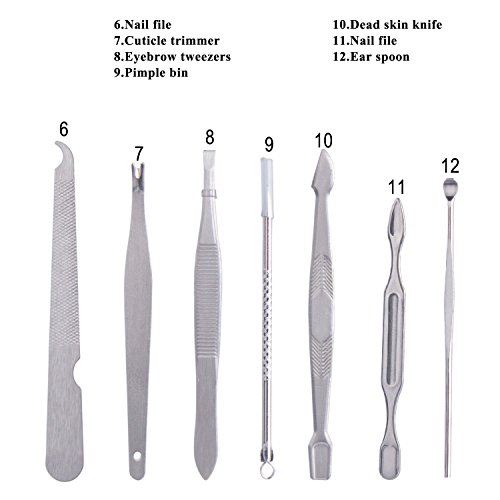MonLiya Manicure Pedicure, 12 in 1 Nail Clipper Set, Stainless Steel Nail Clipper Professional Nail Scissors, Travel & Tool Kit Grooming Kit in Brown Pattern, Gift Idea Best