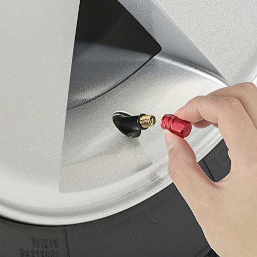 MENOLY Tire Valve Caps (20 Pack) Heavy-Duty Stem Covers (Dustproof, O Rubber Seal, Aluminum Alloy, Hexagon Design) - Red - Thumbnail 3