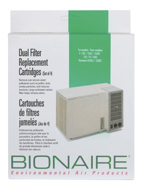 Bionaire 1511D HEPA Dual Filter Replacement Cartridges for F150, F150S, F150W, F155 and FE1560 (Package of 4)