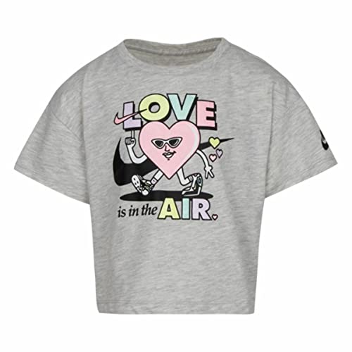 Nike Camiseta V-Day Boxy para niña (bebé/niños pequeños), Gris Caliente