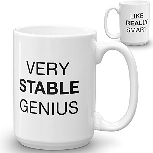 GENYOLO Very Stable Genius Coffee Mug. Funny Trump Tweet Meme Quote Mug (15 oz)