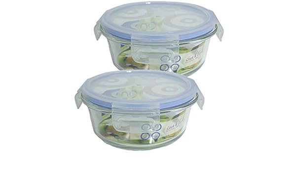 Bittamina Set de 2 Tuppers de Cristal Redondos de 600 ML.: Amazon ...