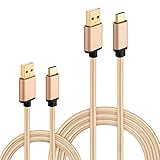 HI-CABLE, USB Type-C Cable (3ft+10ft) Short and Long Nylon Braided Fast Charging/Data Charger Cord for Samsung Galaxy S8 Plus, LG G6 G5 V20, Huawei Mate 9 P9,Moto Z Play, More (Pack-2) -Gold