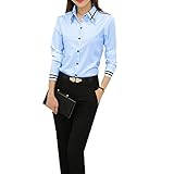 Taiduosheng Womens Basic Long Sleeve Slim Button Down Collared Shirts OL Work Shirts M