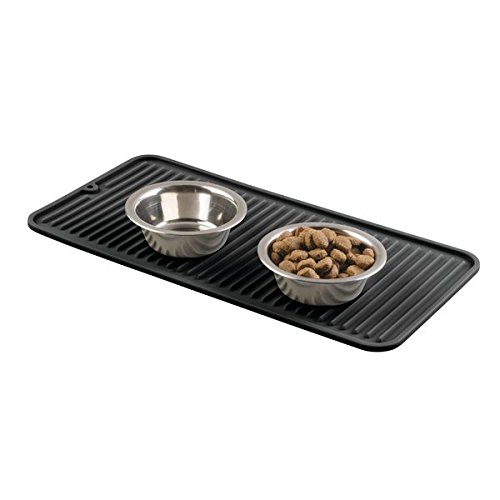 mDesign Silicone Pet Food Water Bowl Feeding Mat for Dogs 16'' x 8