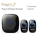 Magicfly Expandable Wireless Doorbell Chime Kit 1000-feet Range 52 Melodies, No Batteries Required for Receiver(2 Push Remote Button+1 Door Chime) Black
