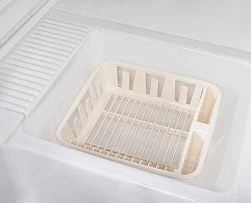 Rubbermaid Antimicrobial Plastic Dish Drainer, Small, Almond