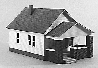 Rix Products - One-Story House w/Front Porch -- Kit - 3 x 4-3/8" 7.7 x 11.2cm - HO