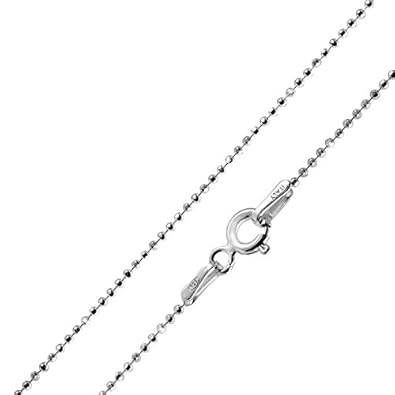 MATERIA Diamantierte Glitzer Kugelkette silber 925 diamantiert - Halskette Damen 1,1mm Silber Kette in 40-120cm #K24