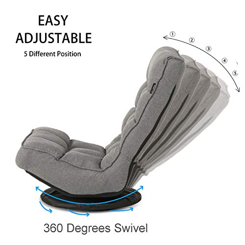 Altrobene Fabric Floor Gaming Chair, High Back Lazy Sofa Sleeper for Game Recreation Room, 360