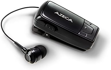 Azeca AZM04-BK Clip-On Bluetooth Headset with Retractable Earbud &amp; Vibration, Black