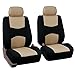 FH Group 3 Row Multifunctional Flat Cloth Car Seat Covers with Gift- Universal Fit for Trucks, SUVs, and Vans (Beige) FB051128