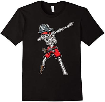 Mens Skeleton Dabbing T Shirt Kids Jolly Roger Pirate Skull Tees 2XL Black
