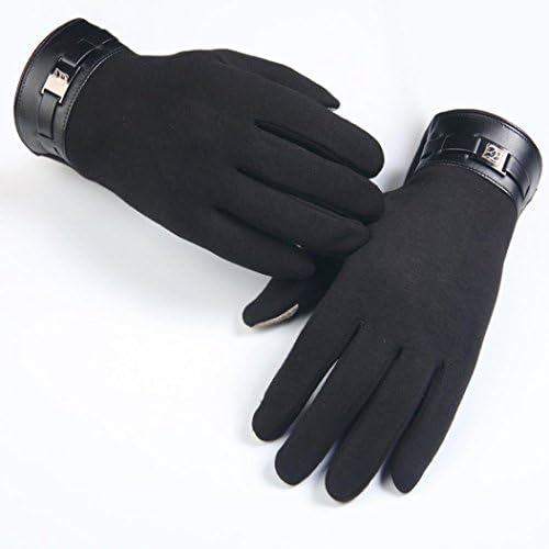 EKIMI Men's Winter Full Finger Smartphone Touch Screen Cashmere Gloves Mittens (Black)