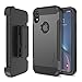 Trianium Holster Case Designed for iPhone XR [Duranium Series] w/Rotating Belt Clip + Kickstand [Heavy Duty Protection], Scratch Resistant/Shock Absorption for iPhone XR (6.1) 2018 - Gunmetal