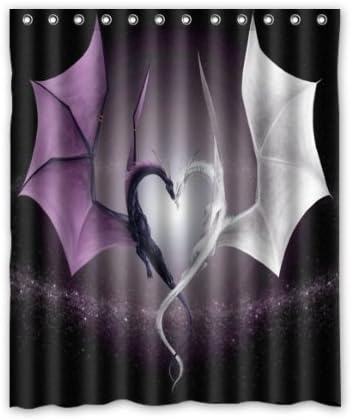 cool Dragon design,sea Dragons and fire Dragons art decor 100% Polyester Shower Curtain (60" wide x 72" long)