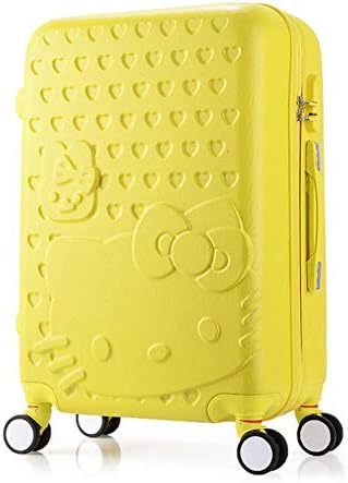 Suitcase Cosmetic bag set on wheels hello kitty Travel luggage Trolley bages girl students Woman rolling suitcase Lovely 20/22'',yellow,22"
