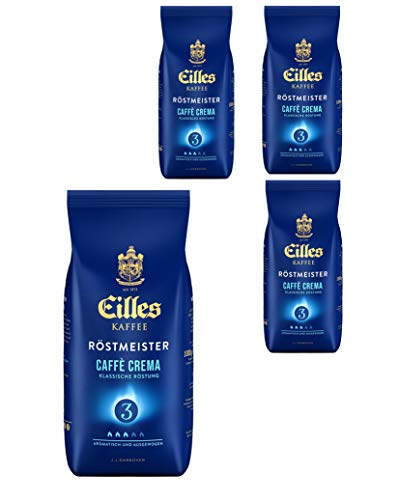 Eilles Gourmet Caffè Crema Röstmeister, 1000g, ganze Bohne 4er Pack