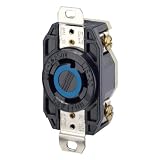 Leviton 2720 30 Amp, 250 Volt 3-Phase, Flush Mounting Locking Receptacle, Industrial Grade, Grounding, V-0-MAX, Black
