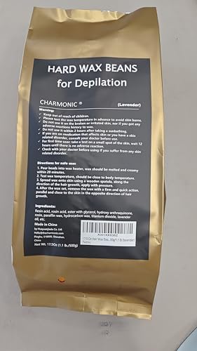 Charmonic 17.5 Oz Hair Wax Beans, Hard Body Wax Beans, Hair Removal Depilatory Wax European Beads for Women Men 500g/1.1 lb (lavender)